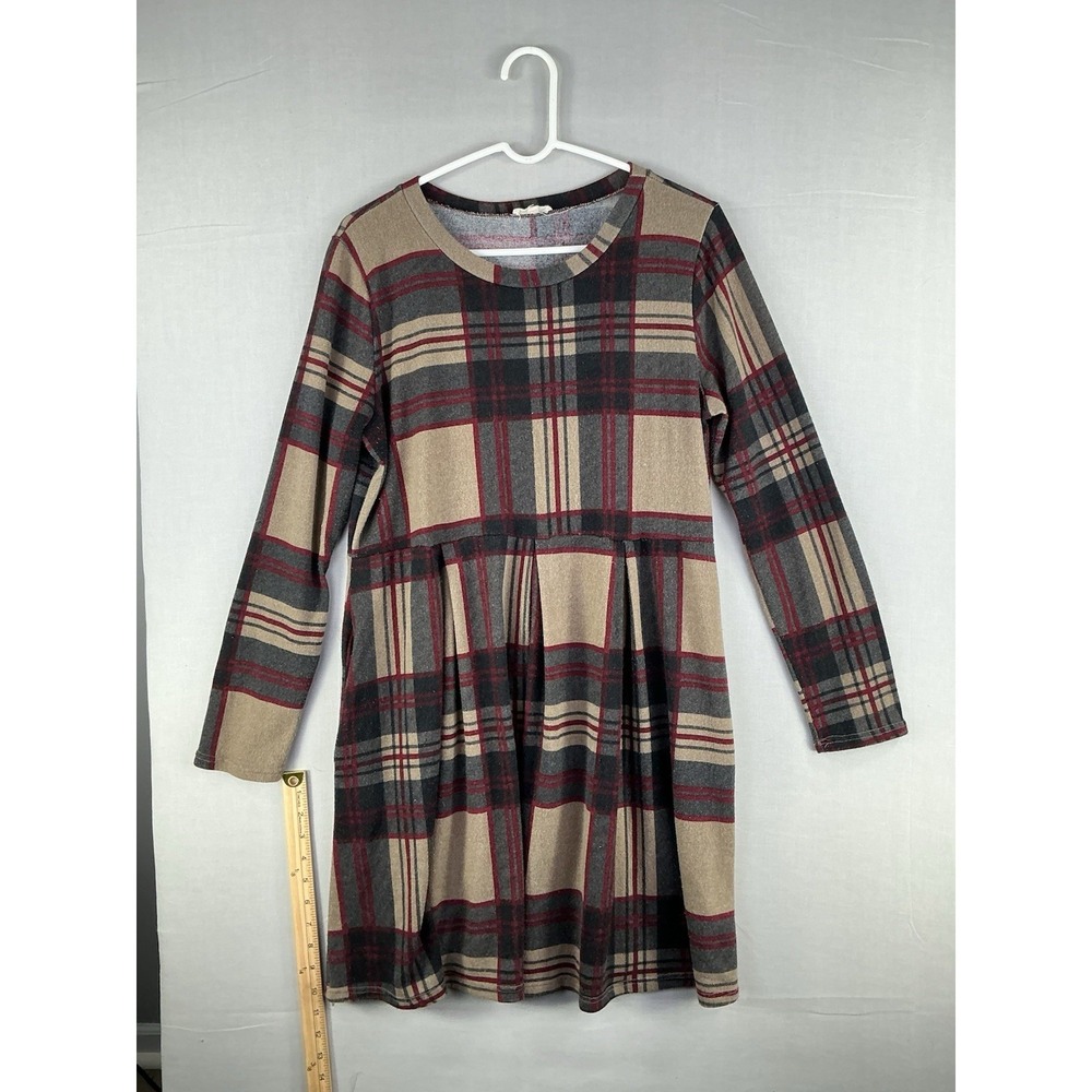 Sweet‎ Pea USA Plaid Long Sleeve Babydoll Dress Women's L